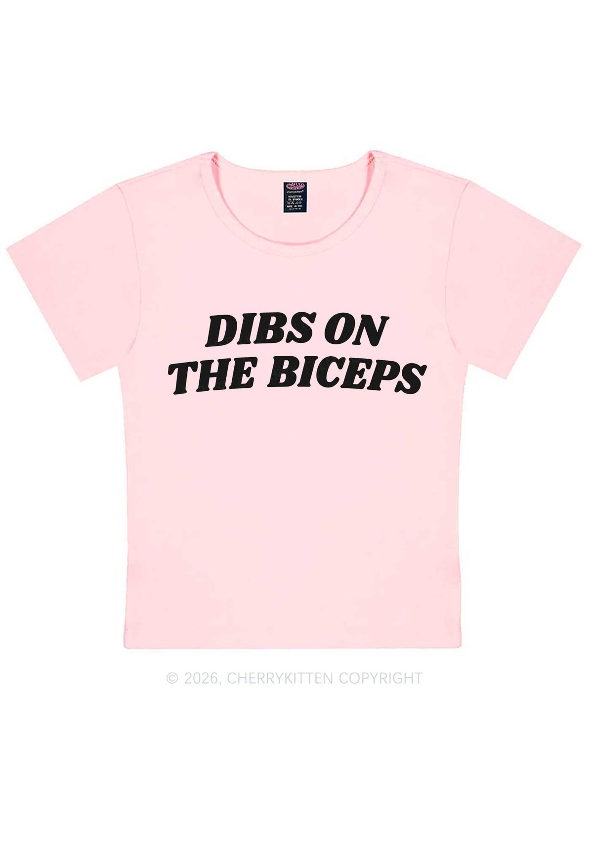 Dibs On The Biceps Y2K Baby Tee Cherrykitten