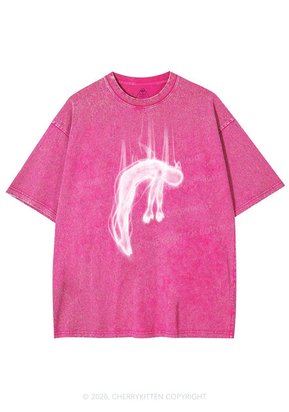 Halloween Blue Falling Ghost Y2K Shirts Washed Tee Cherrykitten