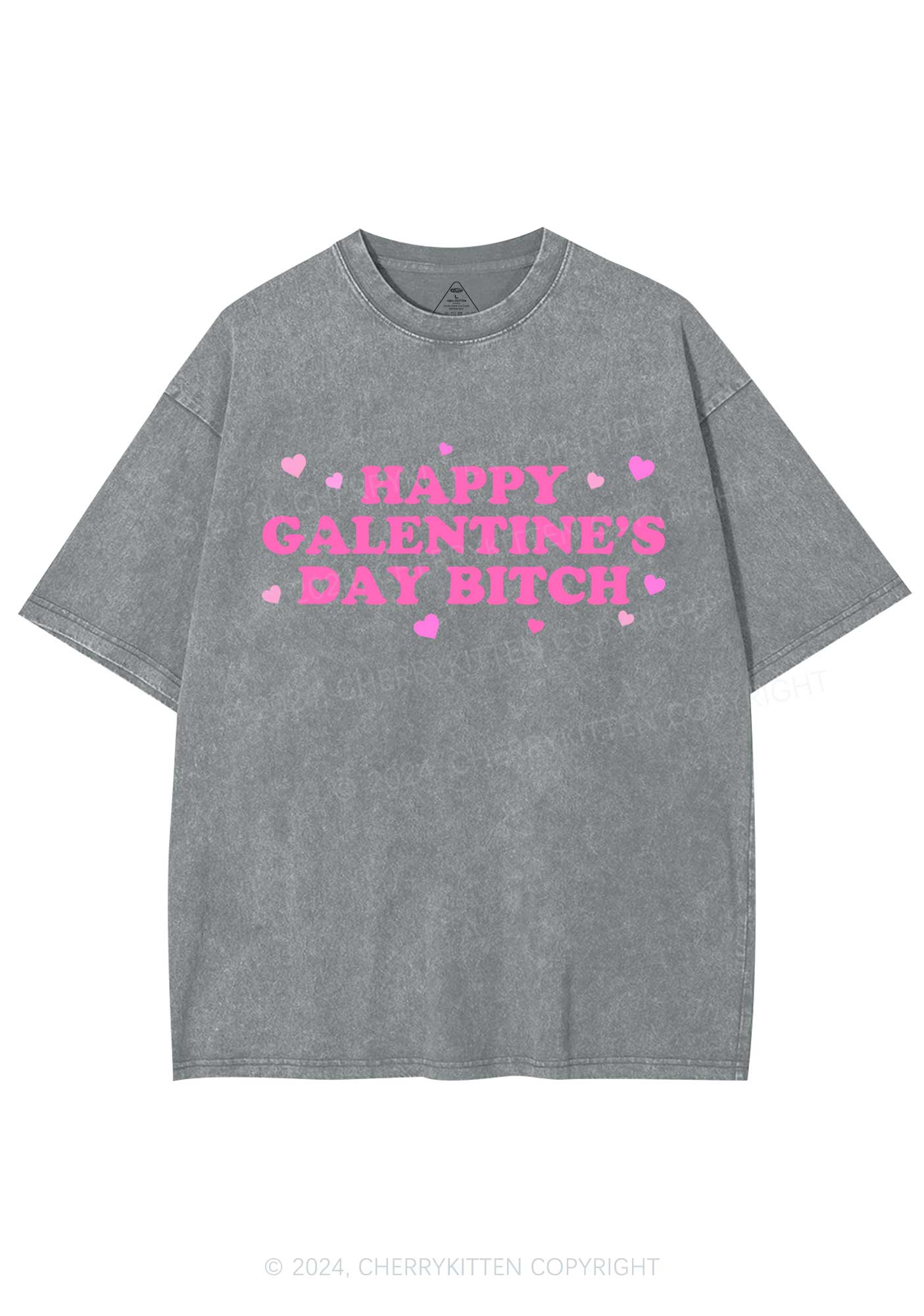 Happy Galentines Day Y2K Valentine's Day Washed Tee Cherrykitten