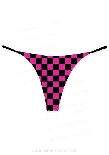 Black And Pink Check Valentine's Day Y2K Print Couples Thong Set Cherrykitten