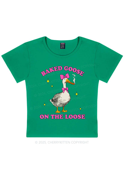 Baked Goose On The Loose Y2K Baby Tee Cherrykitten