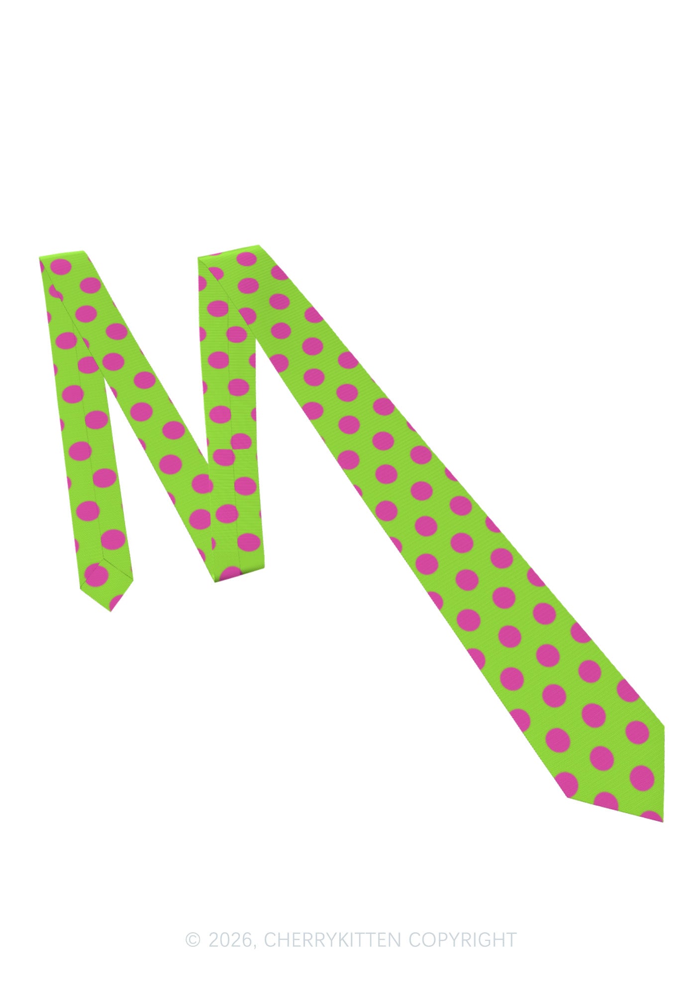 Pink Dots On Green Y2K Necktie Cherrykitten