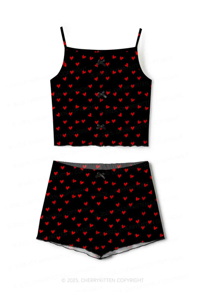 Hearts Fly Valentine's Day Y2K Print Cami Shorts Pajama Set Cherrykitten