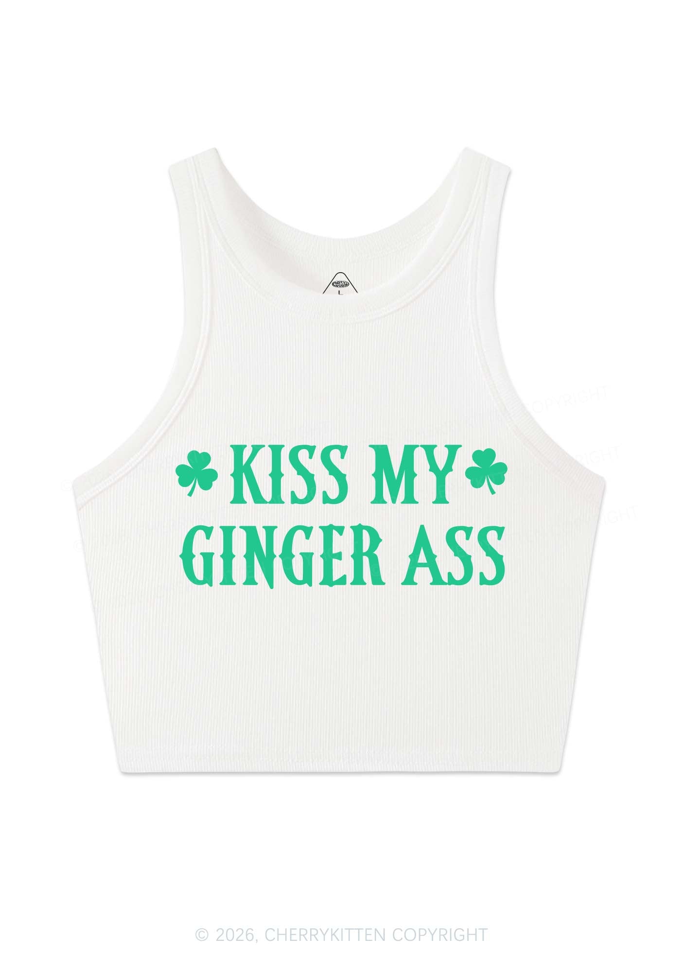 Kiss My Ginger Axx St Patricks Y2K Crop Tank Top Cherrykitten