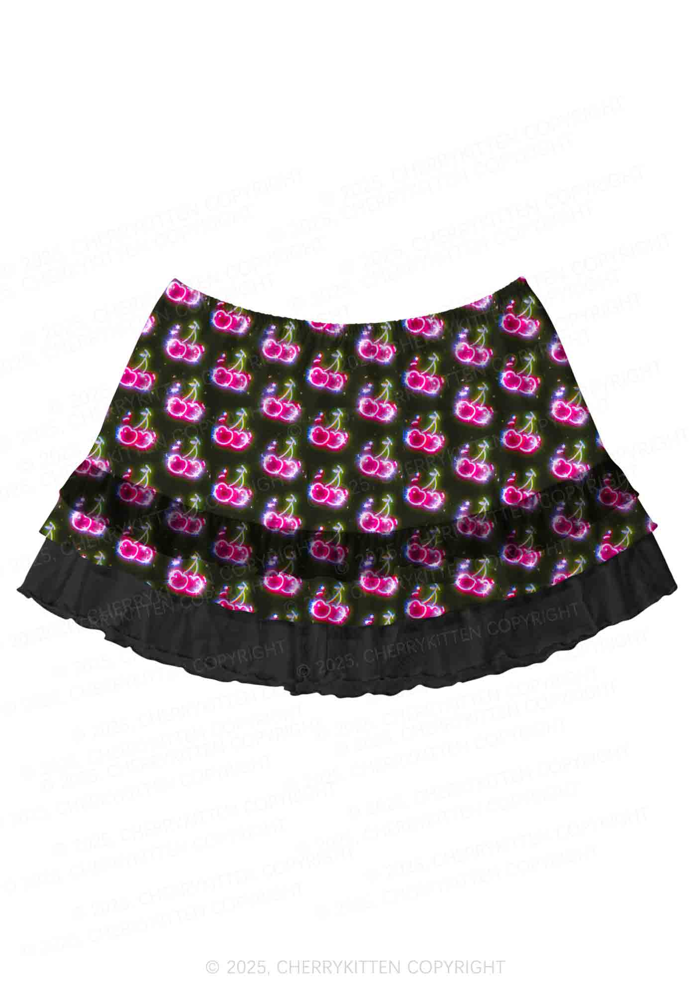 Glowing Cherry Dream Valentine's Day Y2K Print Mini Layered Skirt Cherrykitten