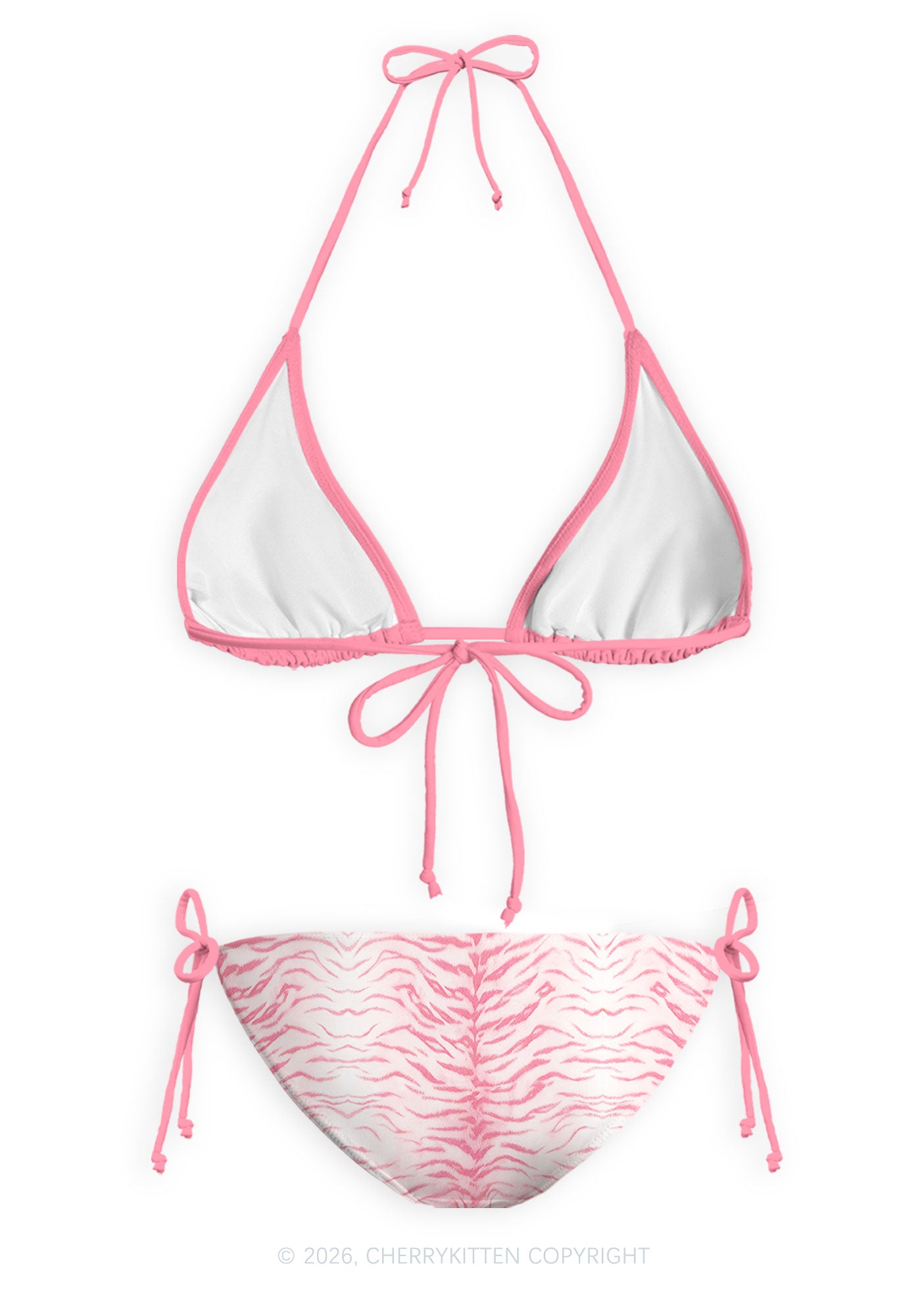 Pink Tiger Stripe Y2K Print Bikini Set Cherrykitten