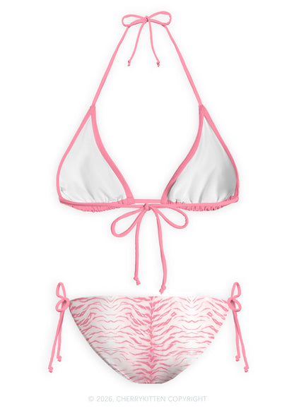 Pink Tiger Stripe Y2K Print Bikini Set Cherrykitten