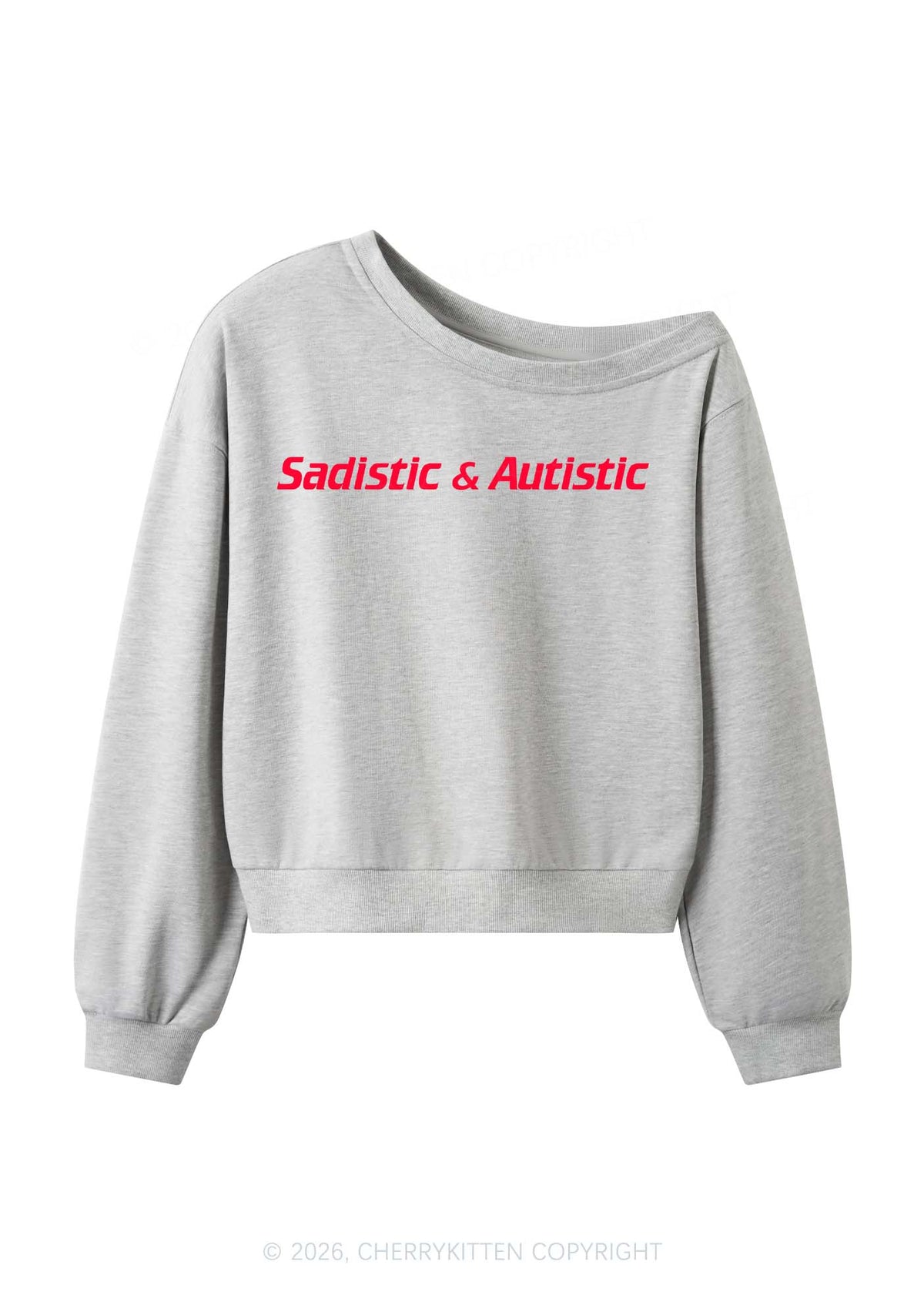 Sadistic Autistic Y2K Off Shoulder Sweatshirts Cherrykitten