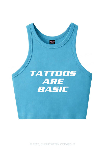 Tattoos Are Basic Y2K Crop Tank Top Cherrykitten