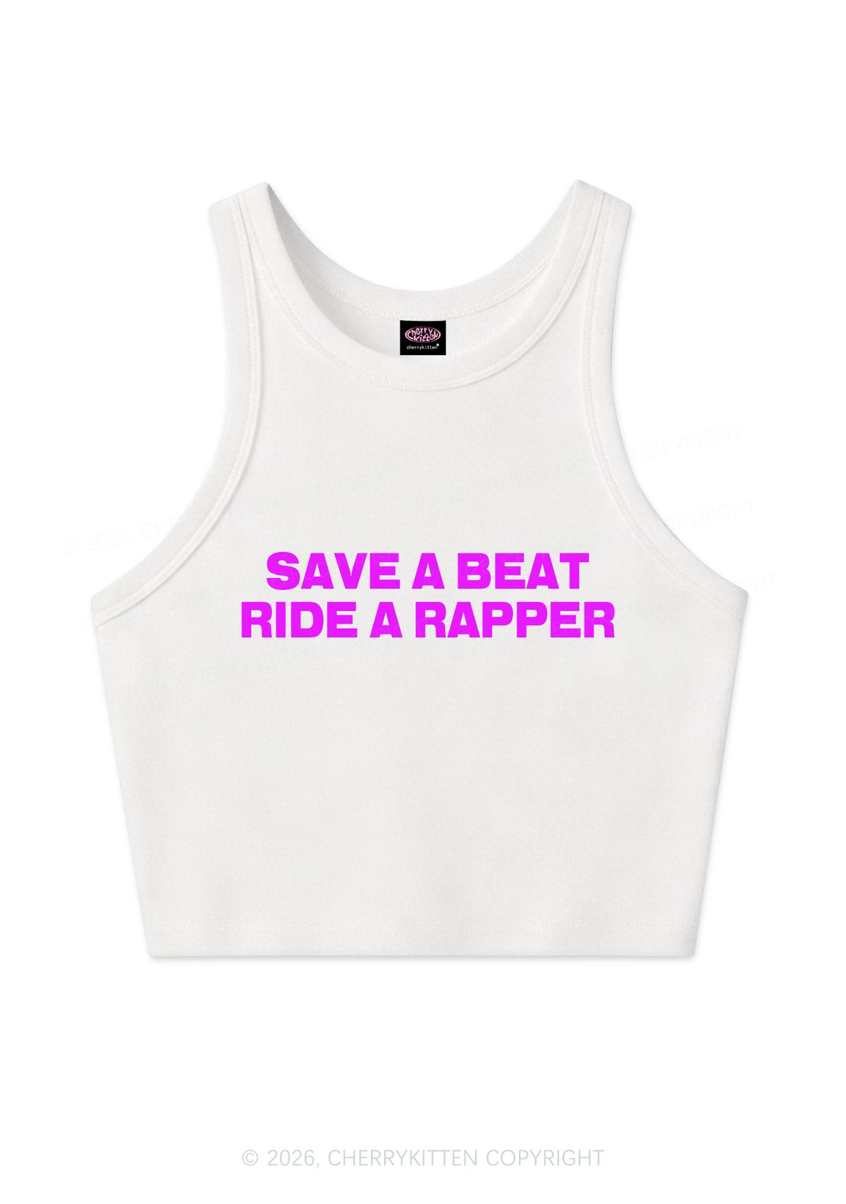 Save A Beat Ride A Rapper Y2K Crop Tank Top Cherrykitten