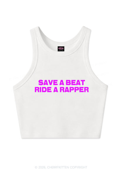 Save A Beat Ride A Rapper Y2K Crop Tank Top Cherrykitten