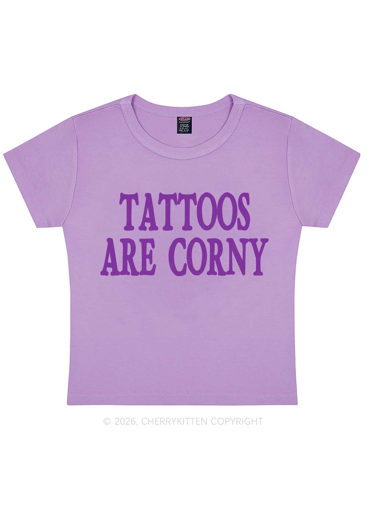 Tattoos Are Corny Y2K Baby Tee Cherrykitten