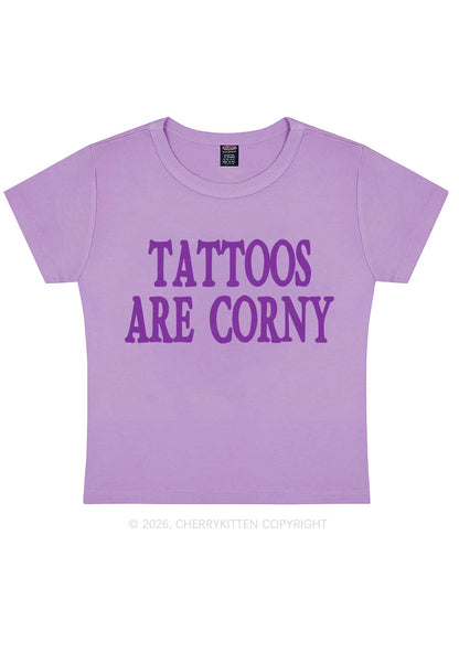 Tattoos Are Corny Y2K Baby Tee Cherrykitten