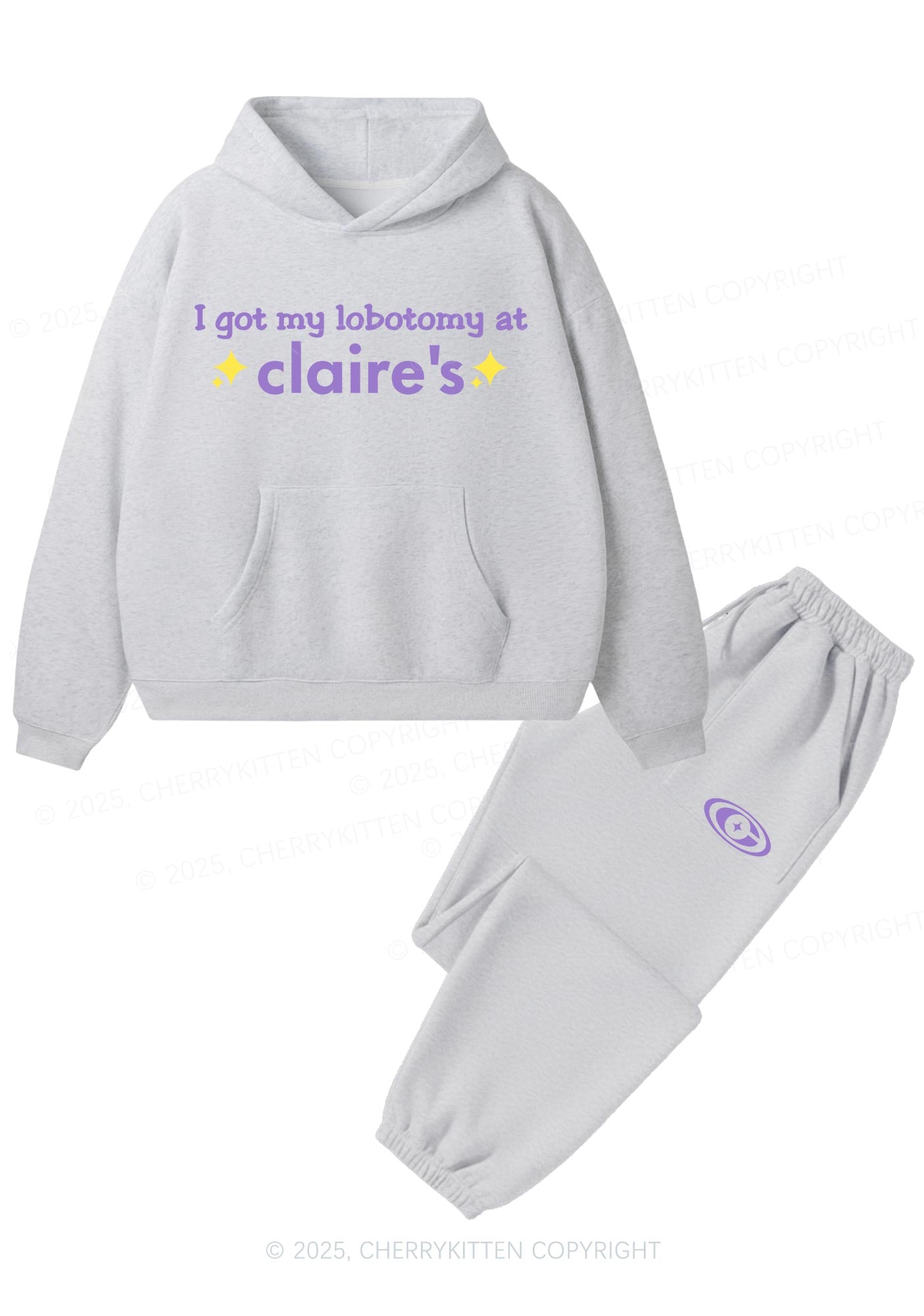 I Got My Lobotomy At Claires Y2K Fleece Hoodie Set Cherrykitten