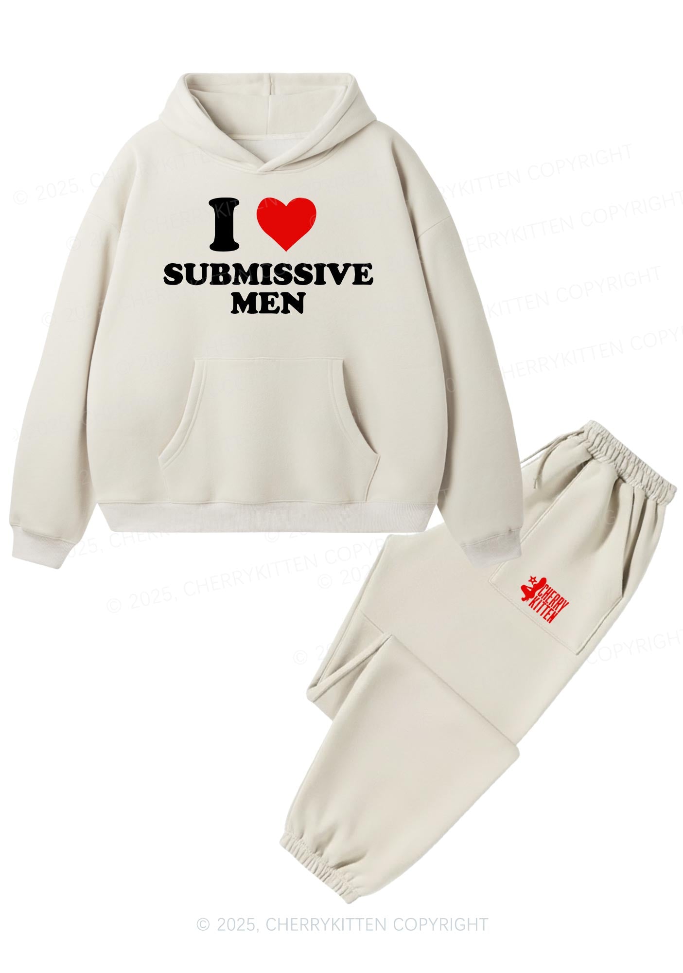 I Love S Men Y2K Fleece Hoodie Set Cherrykitten