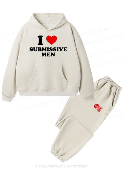 I Love S Men Y2K Fleece Hoodie Set Cherrykitten