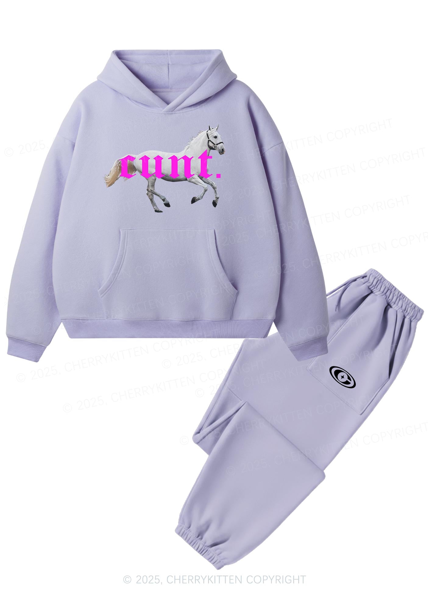 Cxxt Horse Y2K Fleece Hoodie Set Cherrykitten