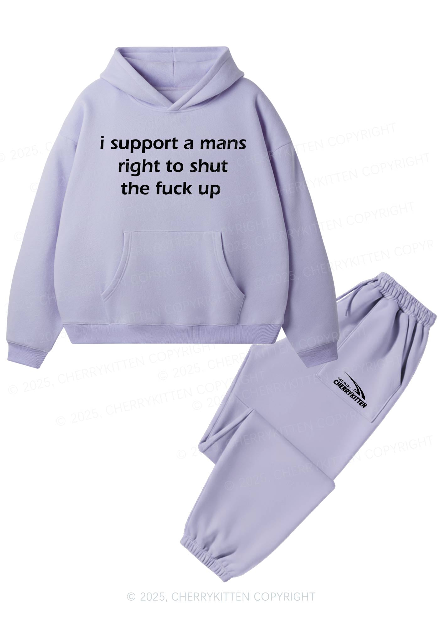 I Support A Mans Right Y2K Fleece Hoodie Set Cherrykitten