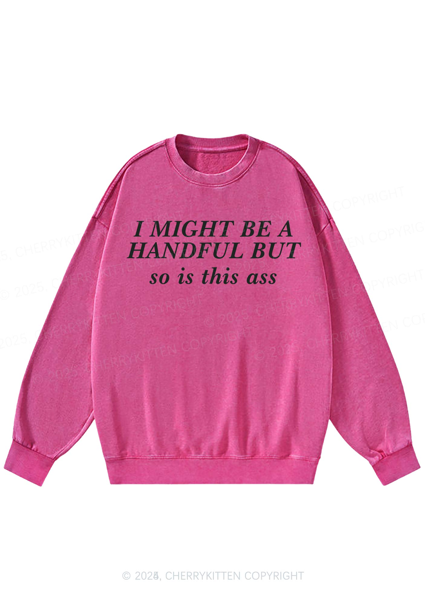 I Might Be Handful Y2K Washed Sweatshirts Cherrykitten
