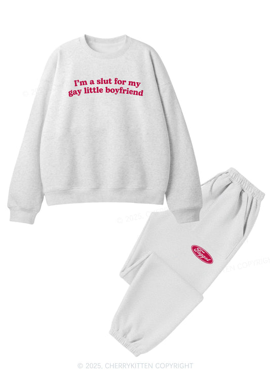 Slxt For My Gay BF Y2K Fleece Sweatshirts Set Cherrykitten