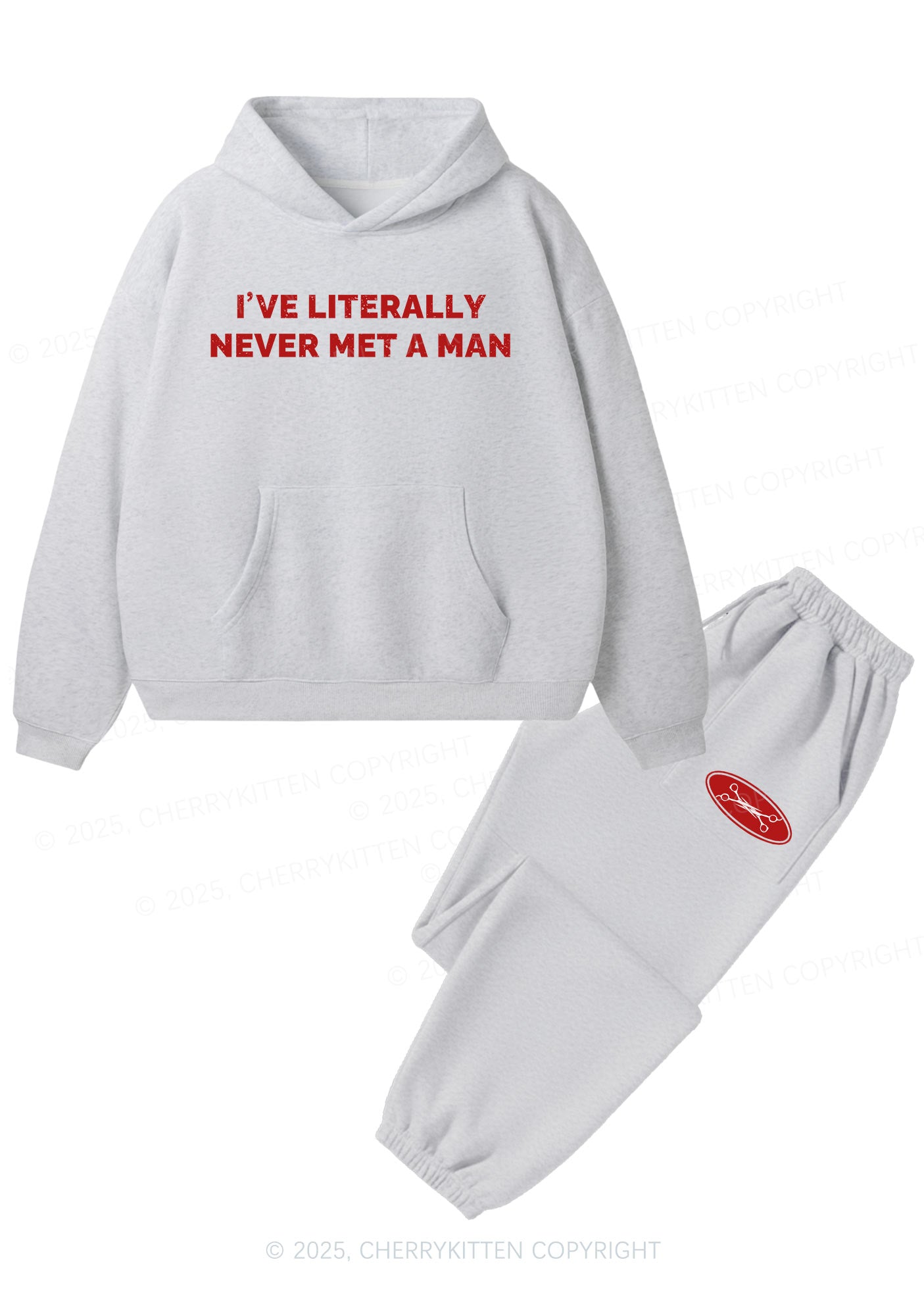 Never Met A Man Pride Y2K Fleece Hoodie Set Cherrykitten