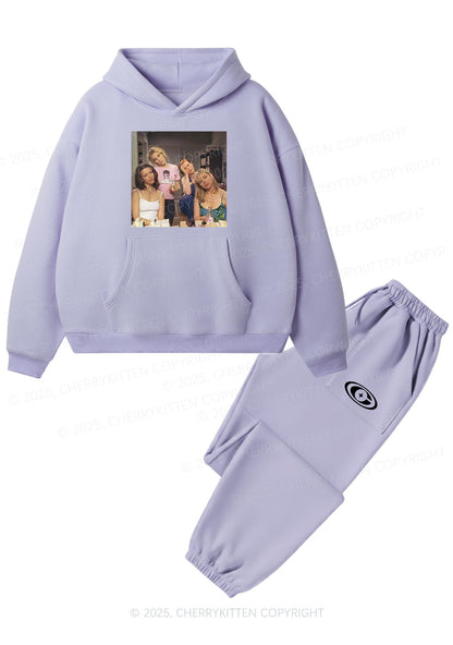 Girl Puzzled Y2K Fleece Hoodie Set Cherrykitten