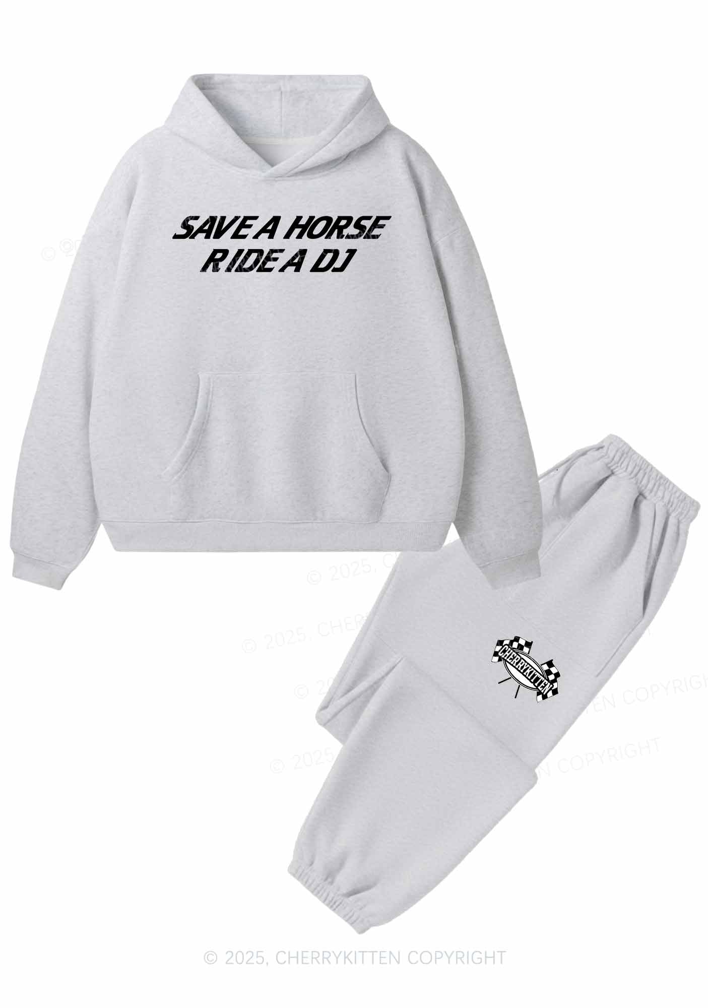 Ride A DJ Y2K Fleece Hoodie Set Cherrykitten