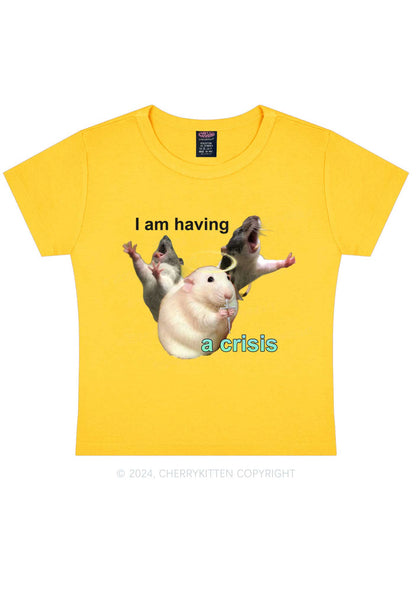I Am Having Crisis Y2K Baby Tee Cherrykitten