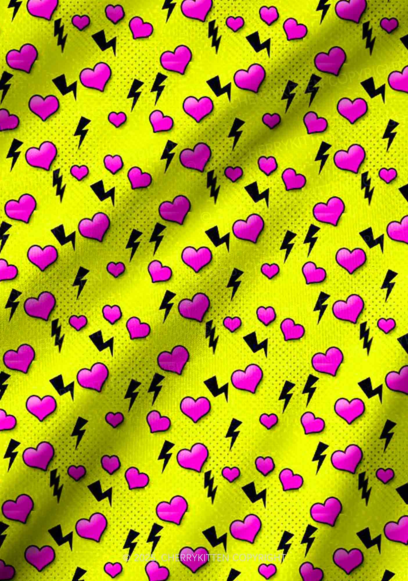 Heart Flash Valentine's Day Y2K Print Long Sleeve Pajama Set Cherrykitten