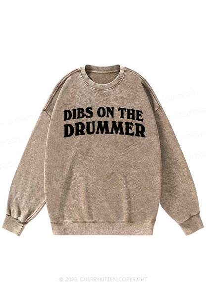 Dibs On The Drummer Y2K Washed Sweatshirts Cherrykitten