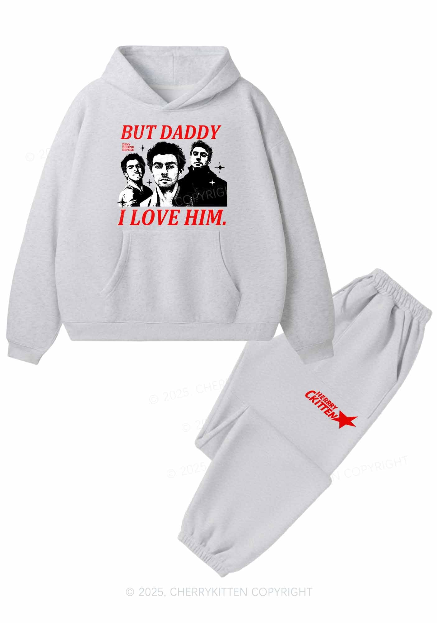 Daddy I Love Luigi Y2K Fleece Hoodie Set Cherrykitten