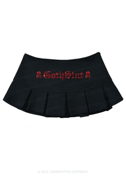 Rhinestone Gothslxt Y2K Mini Pleated Skirts Cherrykitten