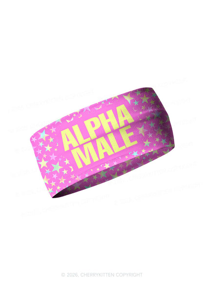 Hot Pink Alpha Male Pride Y2K Print Headband Cherrykitten