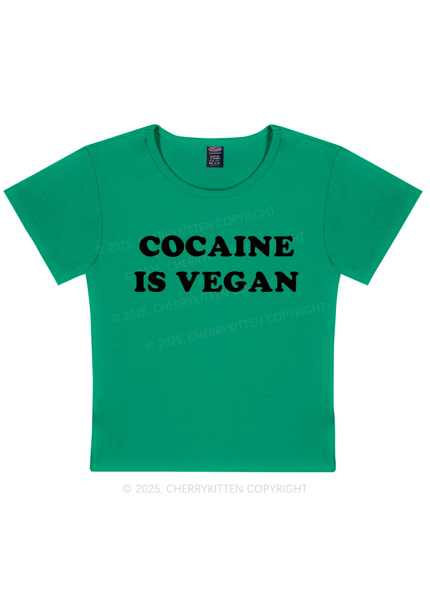 Cola Is Vegan Y2K Baby Tee Cherrykitten
