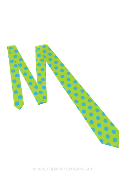 Blue Dots On Green Y2K Necktie Cherrykitten