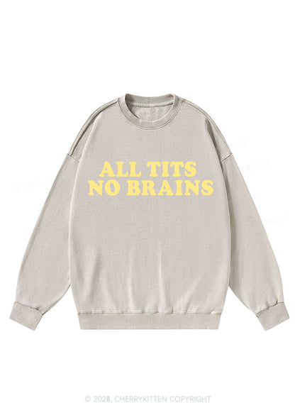 All Txts No Brains Y2K Washed Sweatshirts Cherrykitten