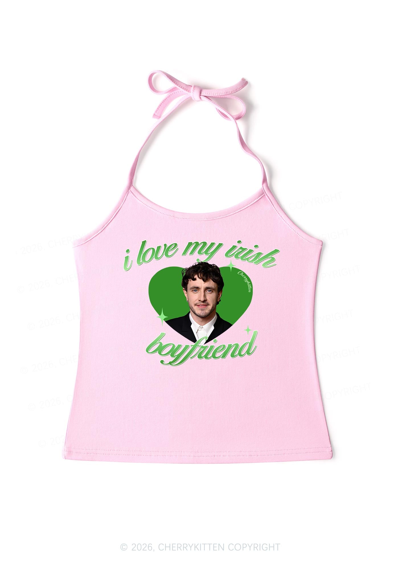 Custom Love My Irish Boyfriend St Patricks Y2K Halter Neck Cami Cherrykitten