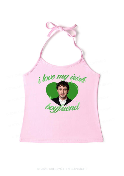 Custom Love My Irish Boyfriend St Patricks Y2K Halter Neck Cami Cherrykitten