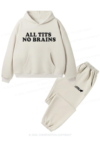 All Txts No Brains Y2K Fleece Hoodie Set Cherrykitten