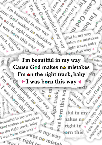 I Was Born This Way Pride 1Pc Y2K Sticker Cherrykitten