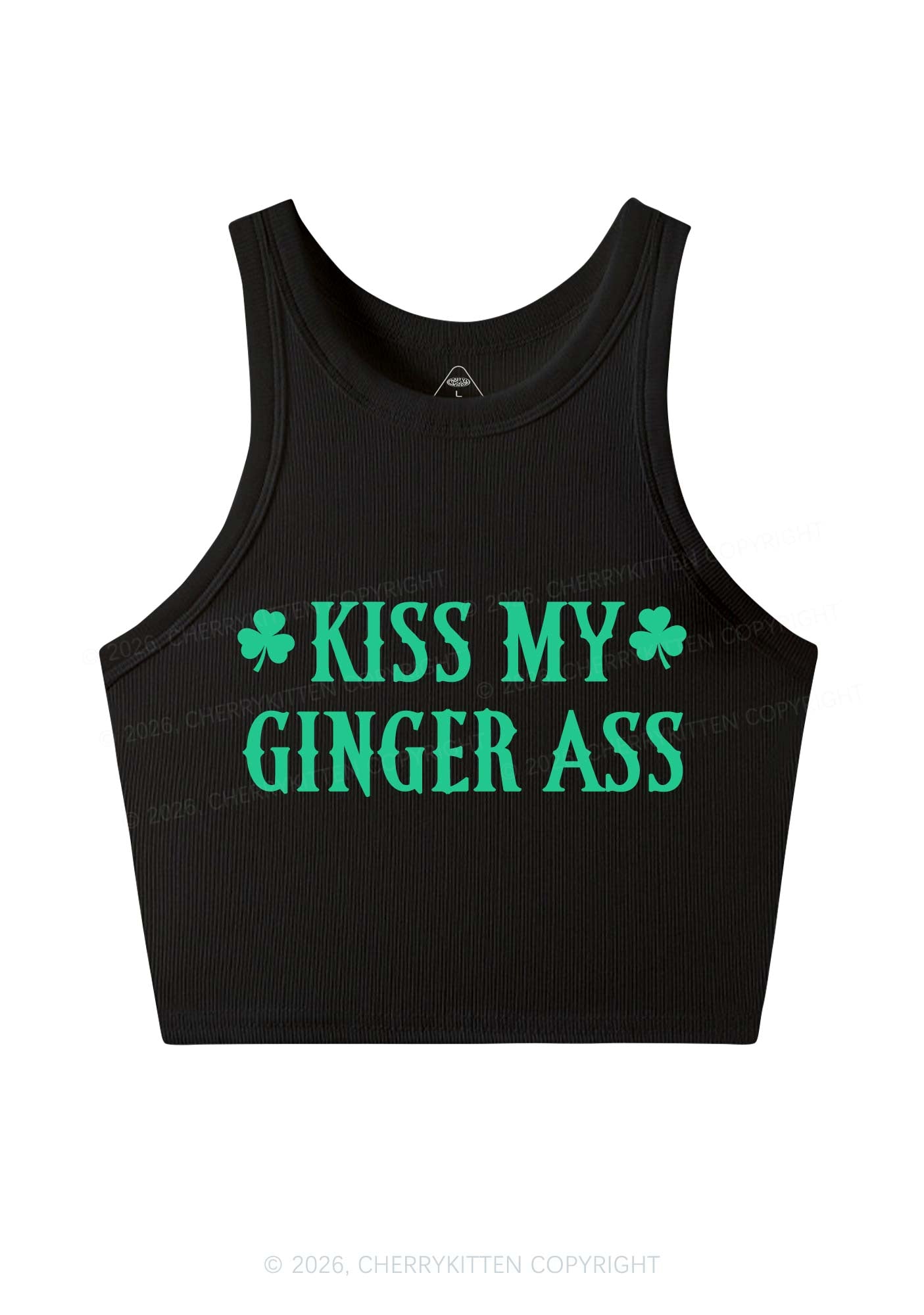 Kiss My Ginger Axx St Patricks Y2K Crop Tank Top Cherrykitten