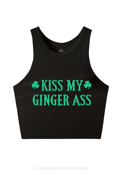 Kiss My Ginger Axx St Patricks Y2K Crop Tank Top Cherrykitten