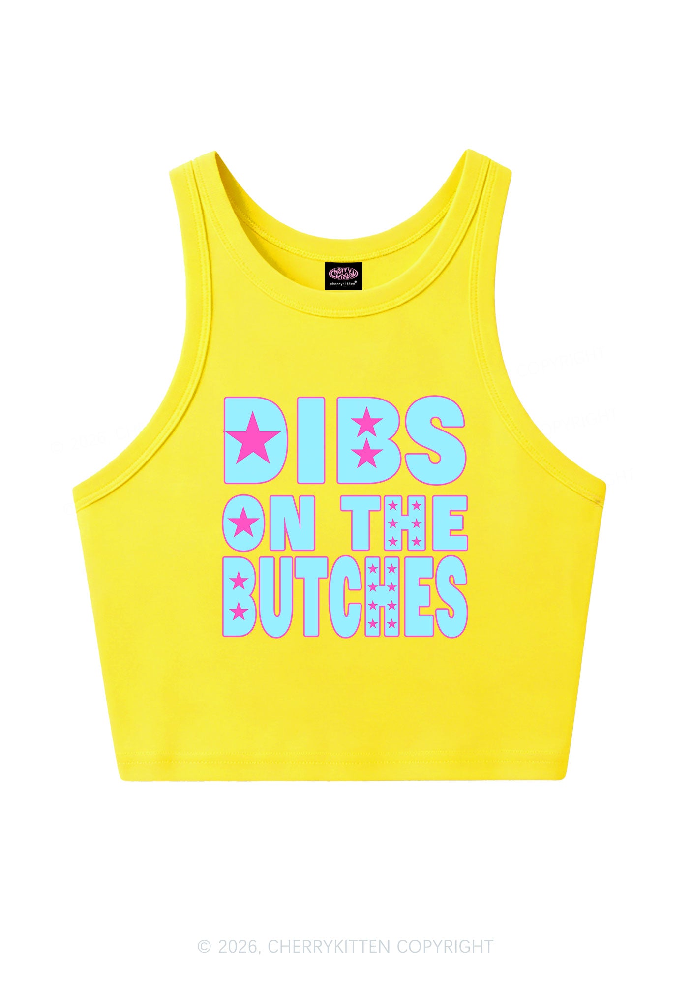 Dibs On The Butches Pride Y2K Crop Tank Top Cherrykitten