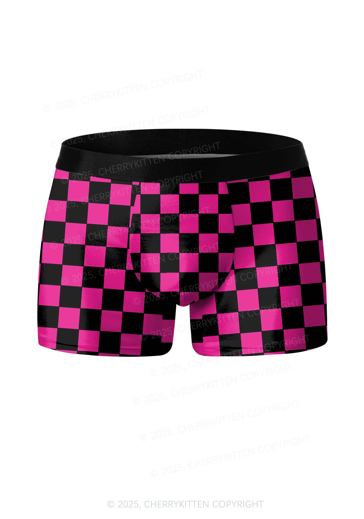 Black And Pink Check Valentine's Day Y2K Print Couples Boxer Thong Set Cherrykitten