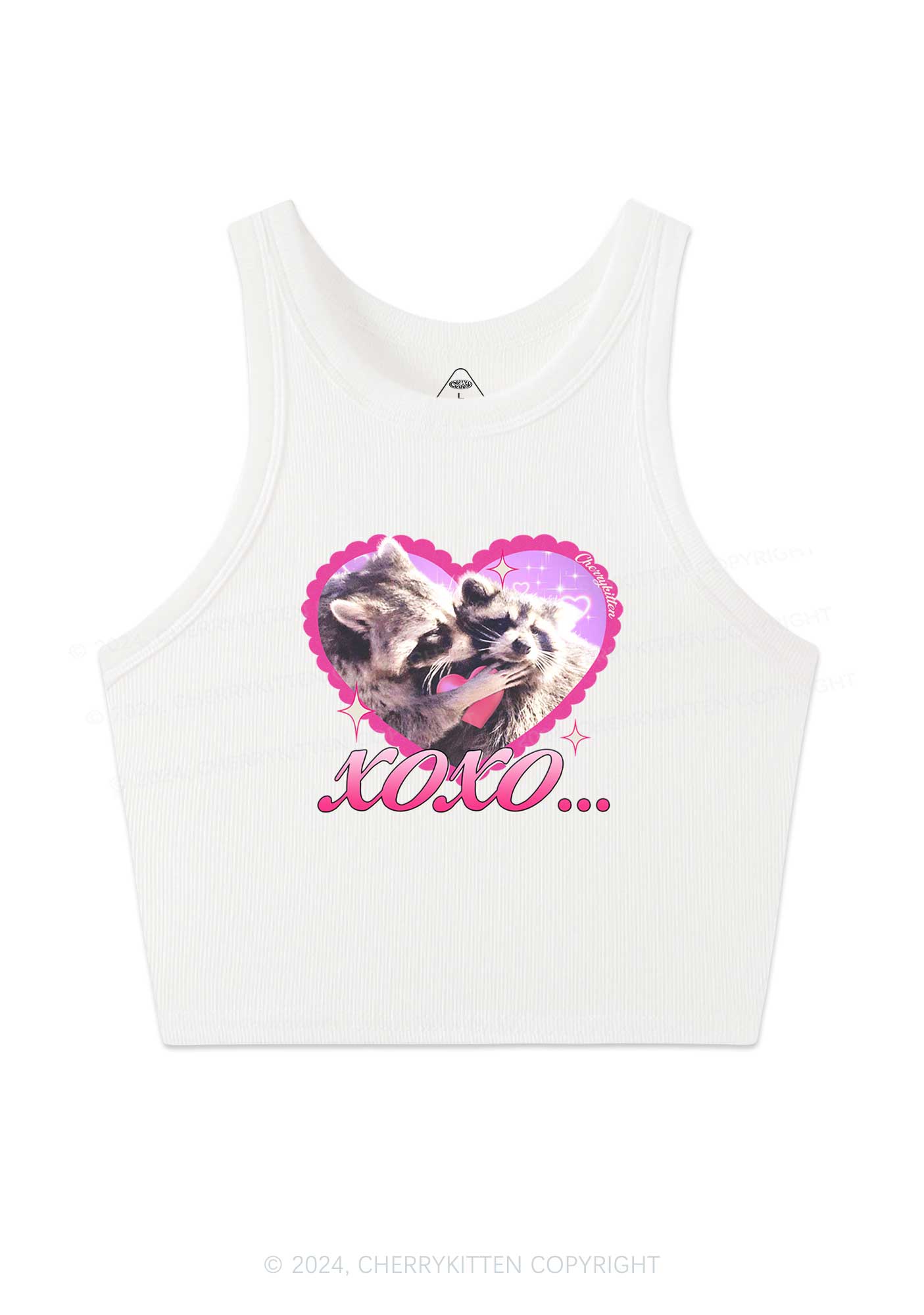 Two Raccoons XOXO Y2K Valentine's Day Crop Tank Top Cherrykitten