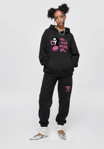Halloween No You Hang Up Y2K Fleece Hoodie Set Cherrykitten