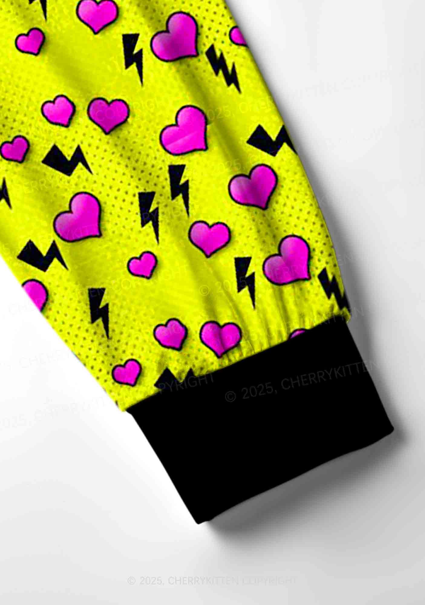 Heart Flash Valentine's Day Y2K Print Long Sleeve Pajama Set Cherrykitten