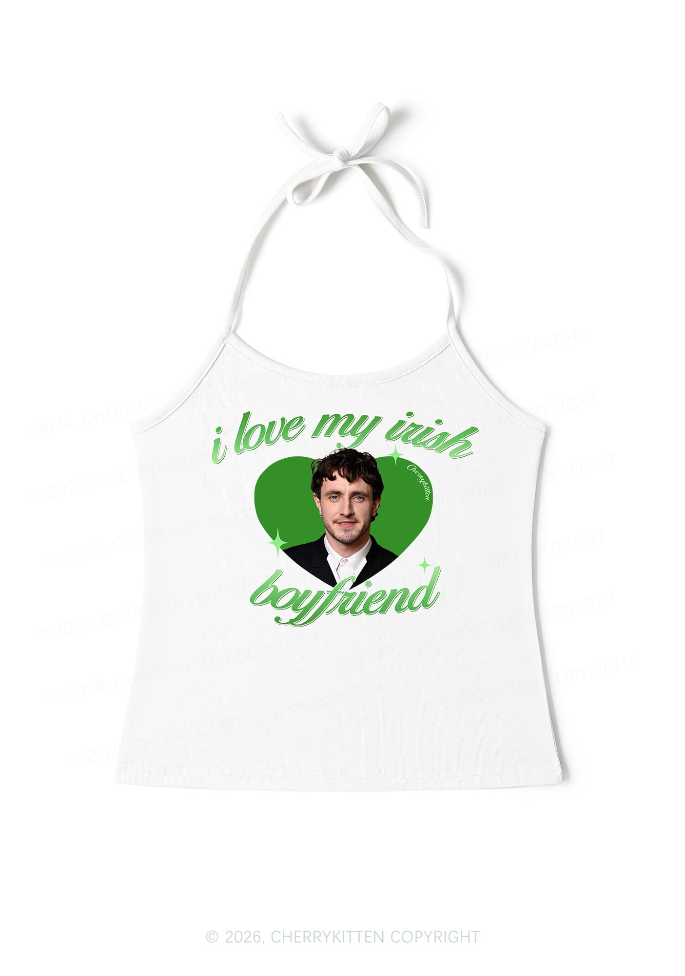 Custom Love My Irish Boyfriend St Patricks Y2K Halter Neck Cami Cherrykitten
