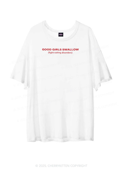 Good Girls Swallow Y2K Sheer Boyfriend Tee Cherrykitten