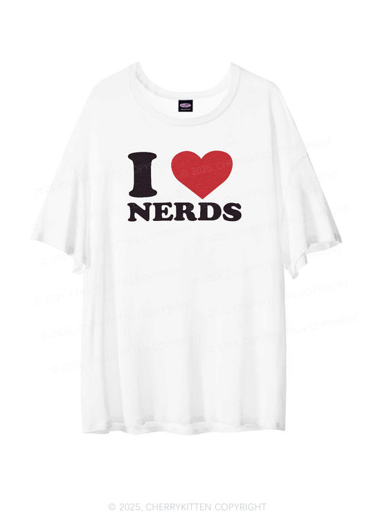 I Love Nerds Y2K Sheer Boyfriend Tee Cherrykitten